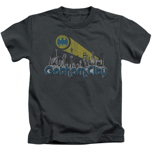 Batman Gotham City Distressed Juvenile Kids Youth T Shirt Charcoal