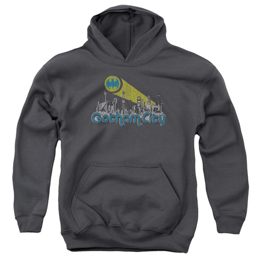 Batman Gotham City Distressed Kids Youth Hoodie Charcoal