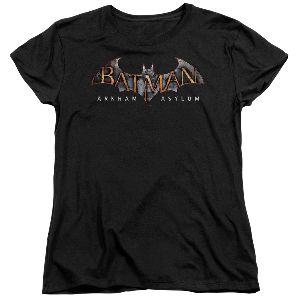 Batman Aa Arkham Asylum Logo Womens T Shirt Black
