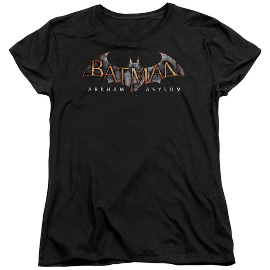 Batman Aa Arkham Asylum Logo Womens T Shirt Black