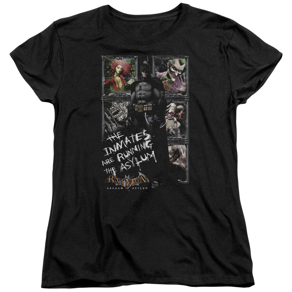 Batman Aa Running The Asylum Womens T Shirt Black