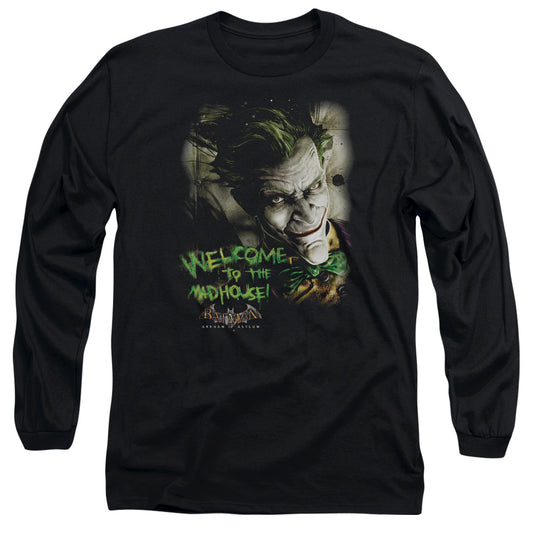 Batman Aa Welcome To The Madhouse Mens Long Sleeve Shirt Black