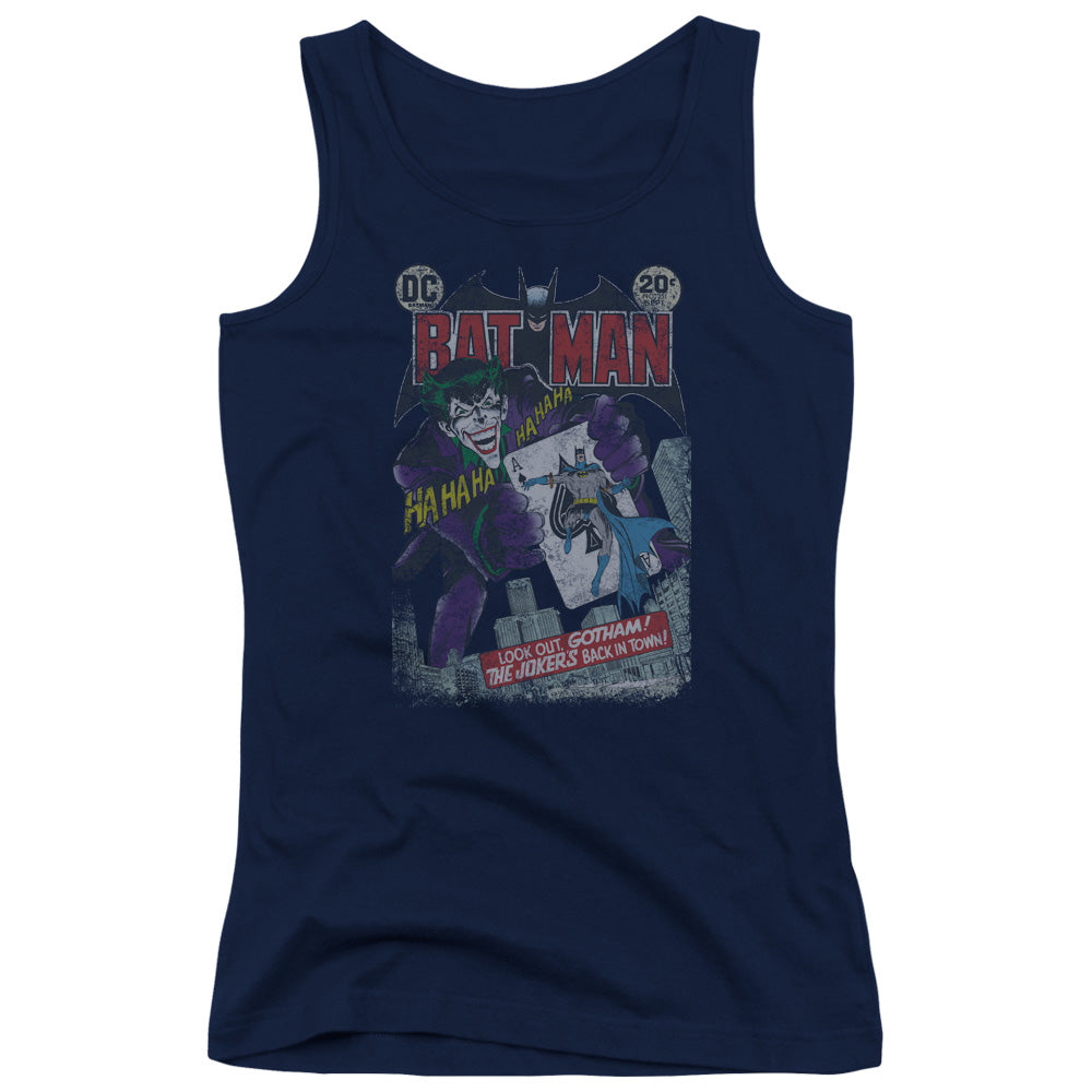 Batman #251 Distressed Womens Tank Top Shirt Navy Blue