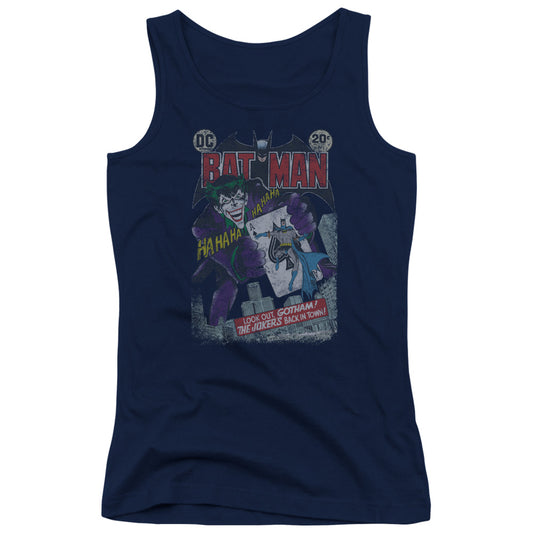 Batman #251 Distressed Womens Tank Top Shirt Navy Blue