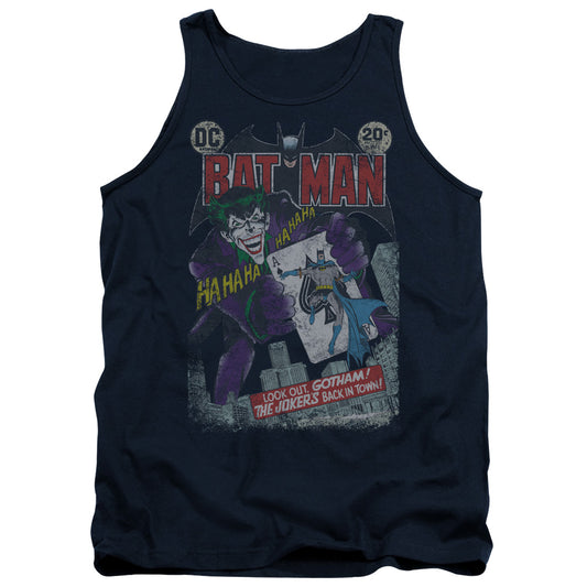 Batman #251 Distressed Mens Tank Top Shirt Navy Blue