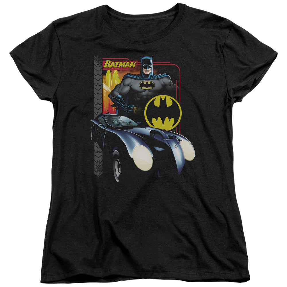 Batman Bat Racing Womens T Shirt Black