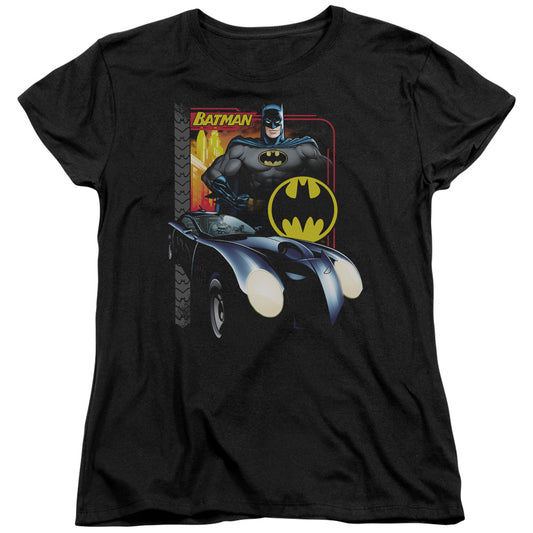 Batman Bat Racing Womens T Shirt Black