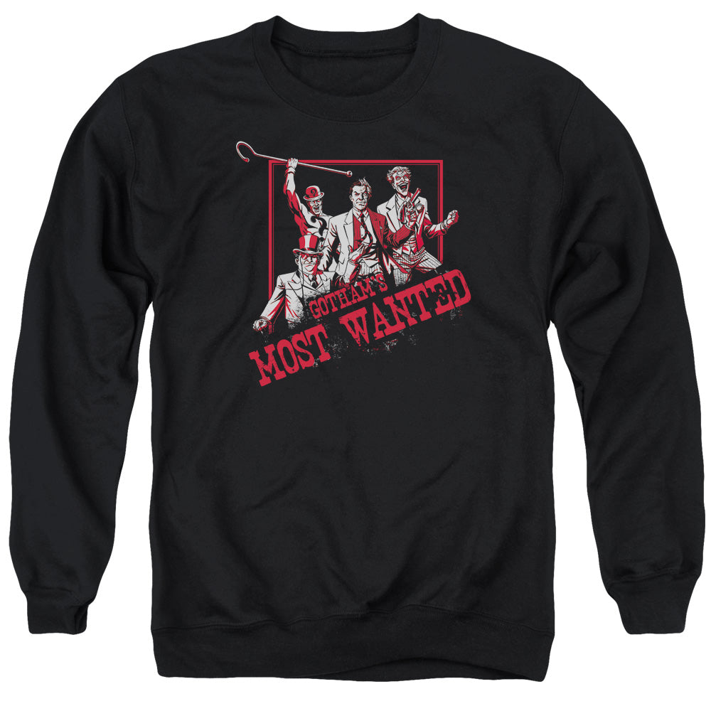 Batman Gotham's Most Wanted Mens Crewneck Sweatshirt Black