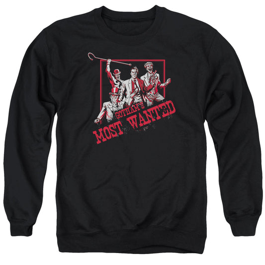 Batman Gotham's Most Wanted Mens Crewneck Sweatshirt Black