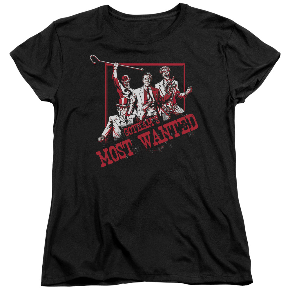 Batman Gothams Most Wanted Womens T Shirt Black