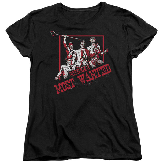 Batman Gothams Most Wanted Womens T Shirt Black