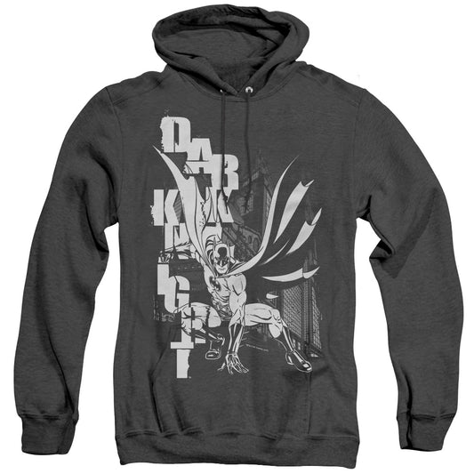 Batman Vertical Leters Heather Mens Hoodie Black