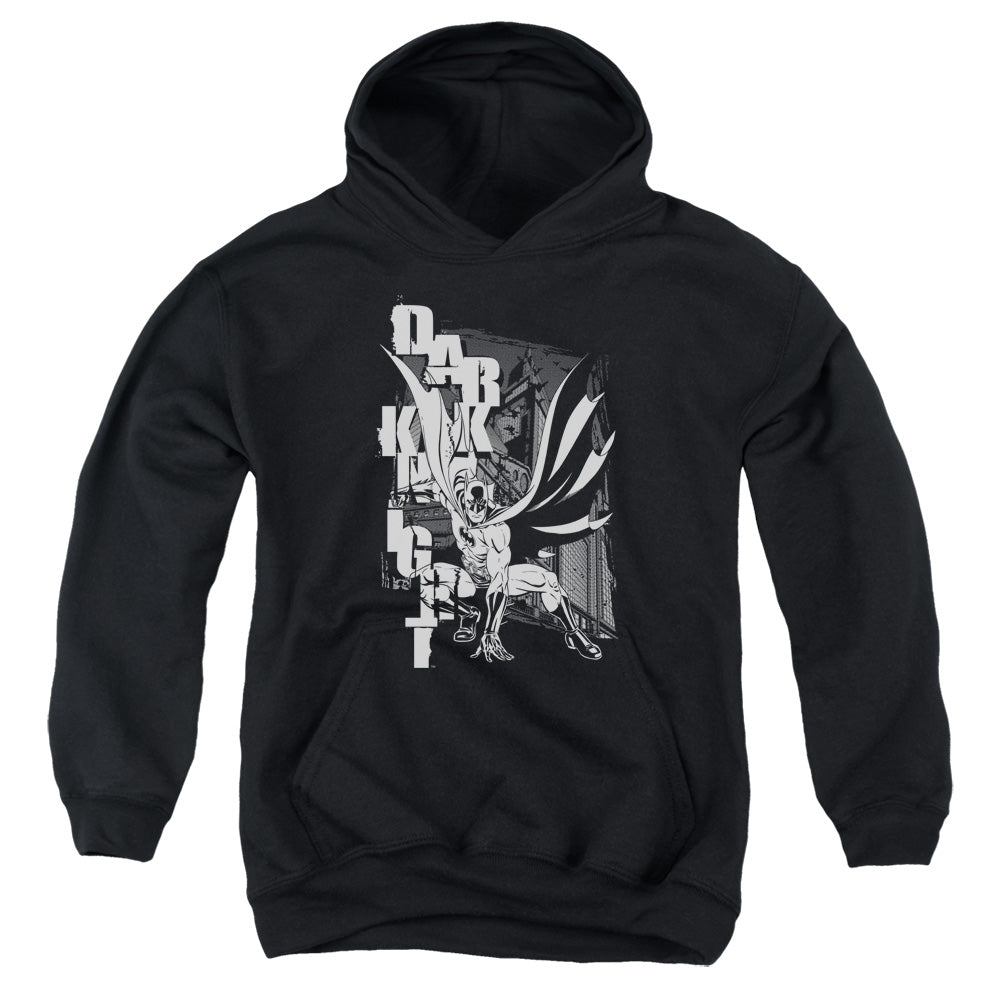 Batman Vertical Leters Kids Youth Hoodie Black