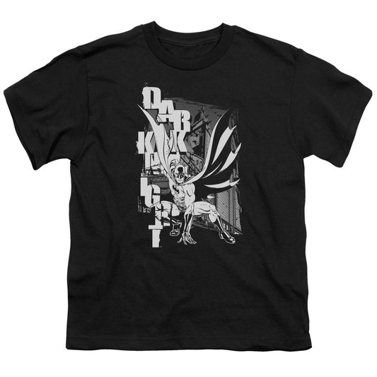 Batman Vertical Leters Kids Youth T Shirt Black