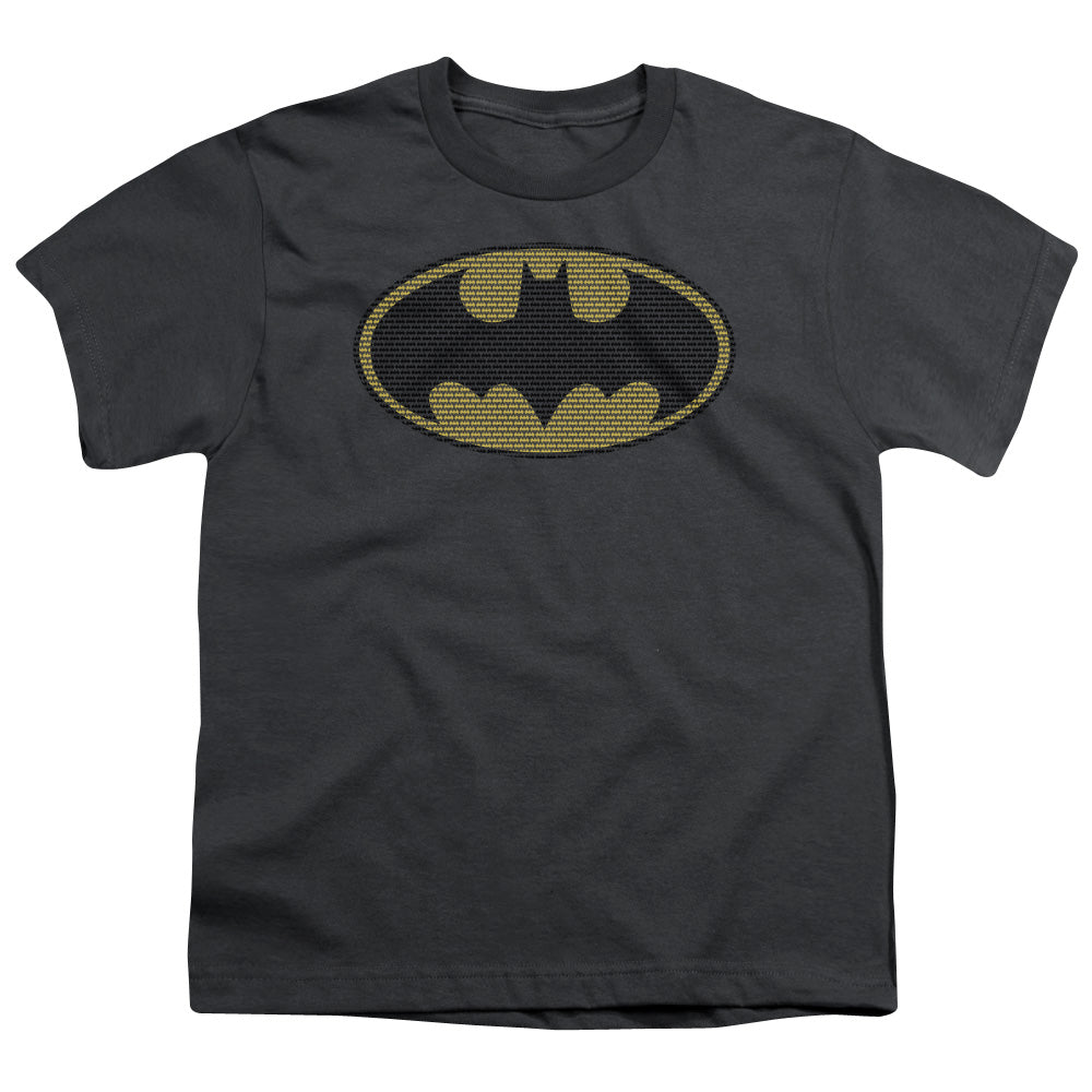 Batman Litle Logos Kids Youth T Shirt Charcoal