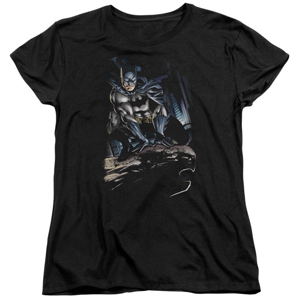 Batman Perched Womens T Shirt Black