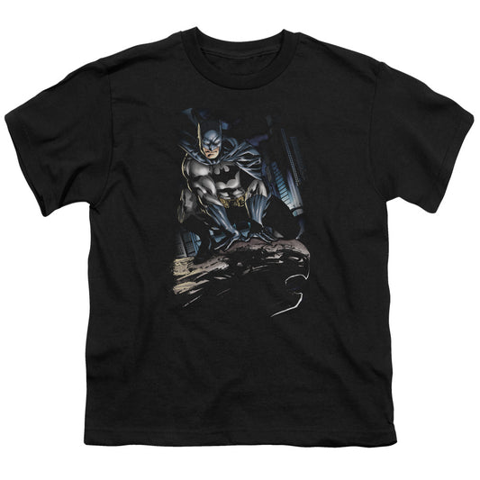 Batman Perched Kids Youth T Shirt Black