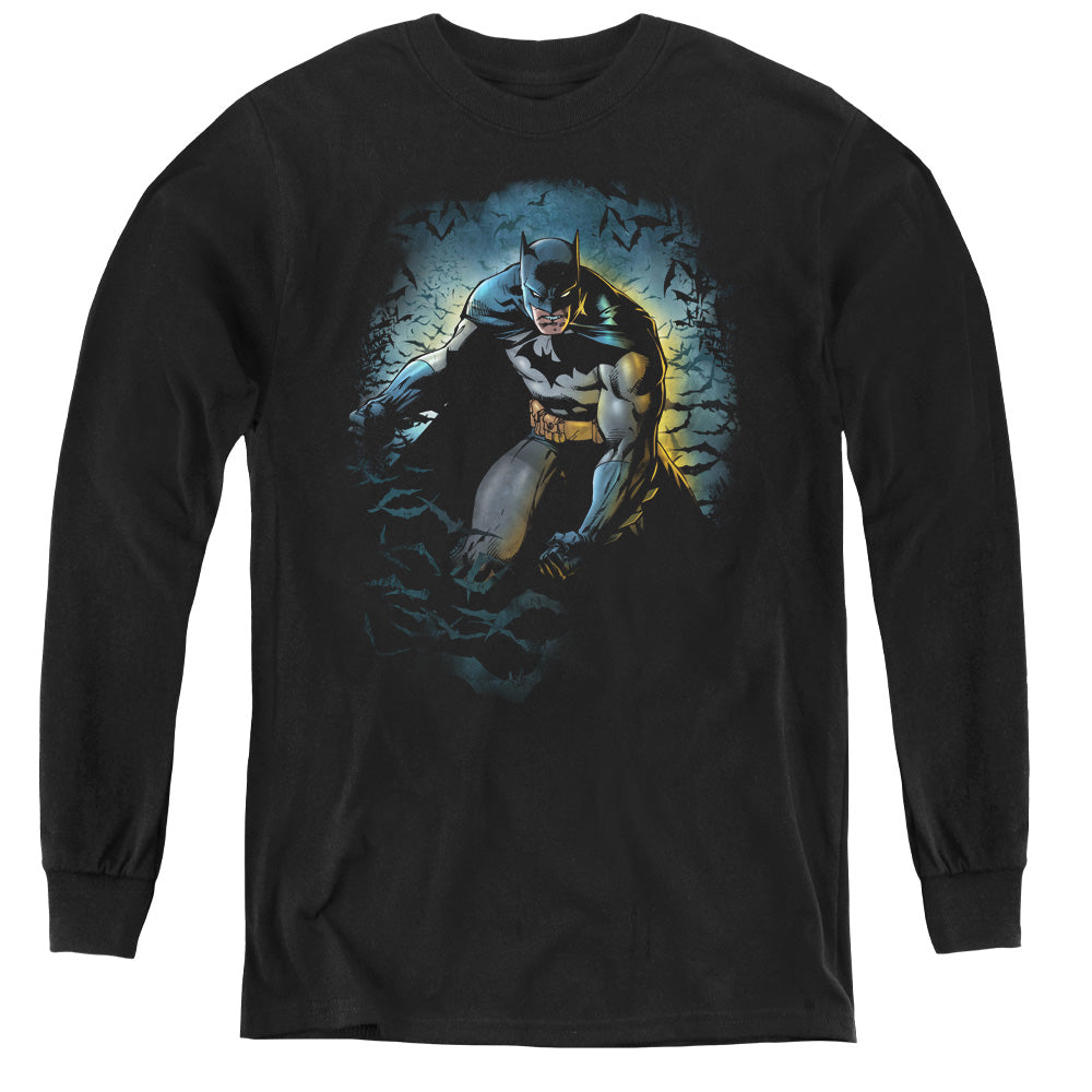 Batman Bat Cave Long Sleeve Kids Youth T Shirt Black