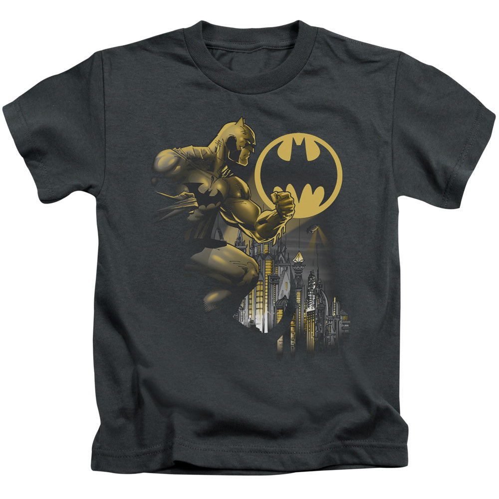 Batman Bat Signal Juvenile Kids Youth T Shirt Charcoal