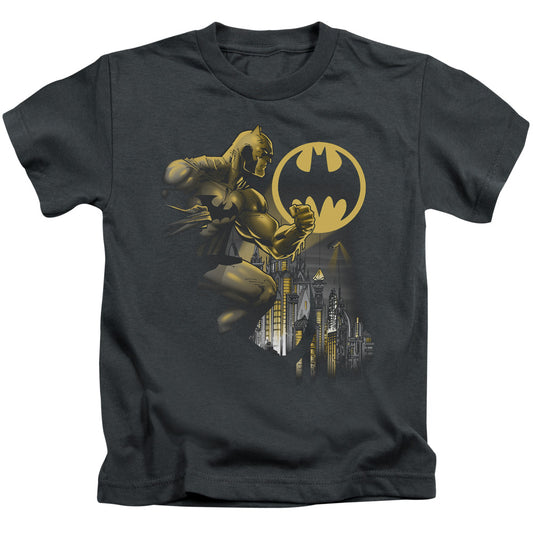 Batman Bat Signal Juvenile Kids Youth T Shirt Charcoal