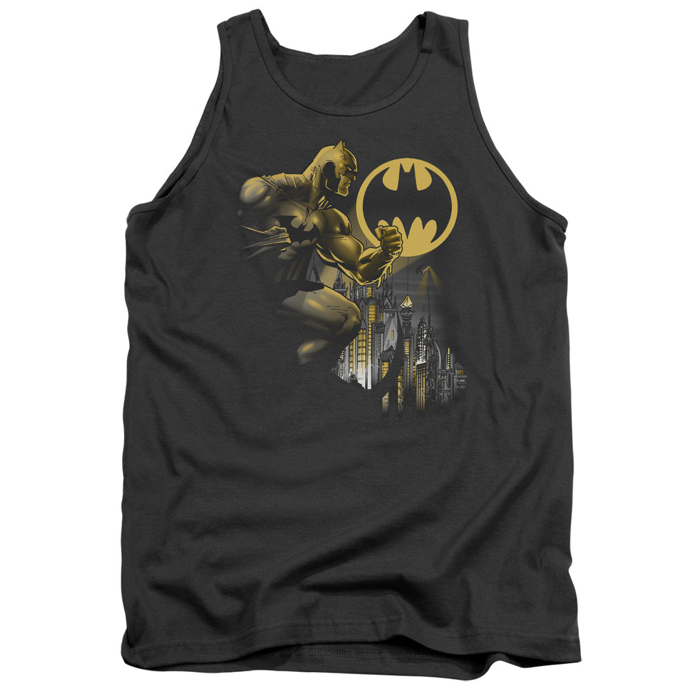 Batman Bat Signal Mens Tank Top Shirt Charcoal