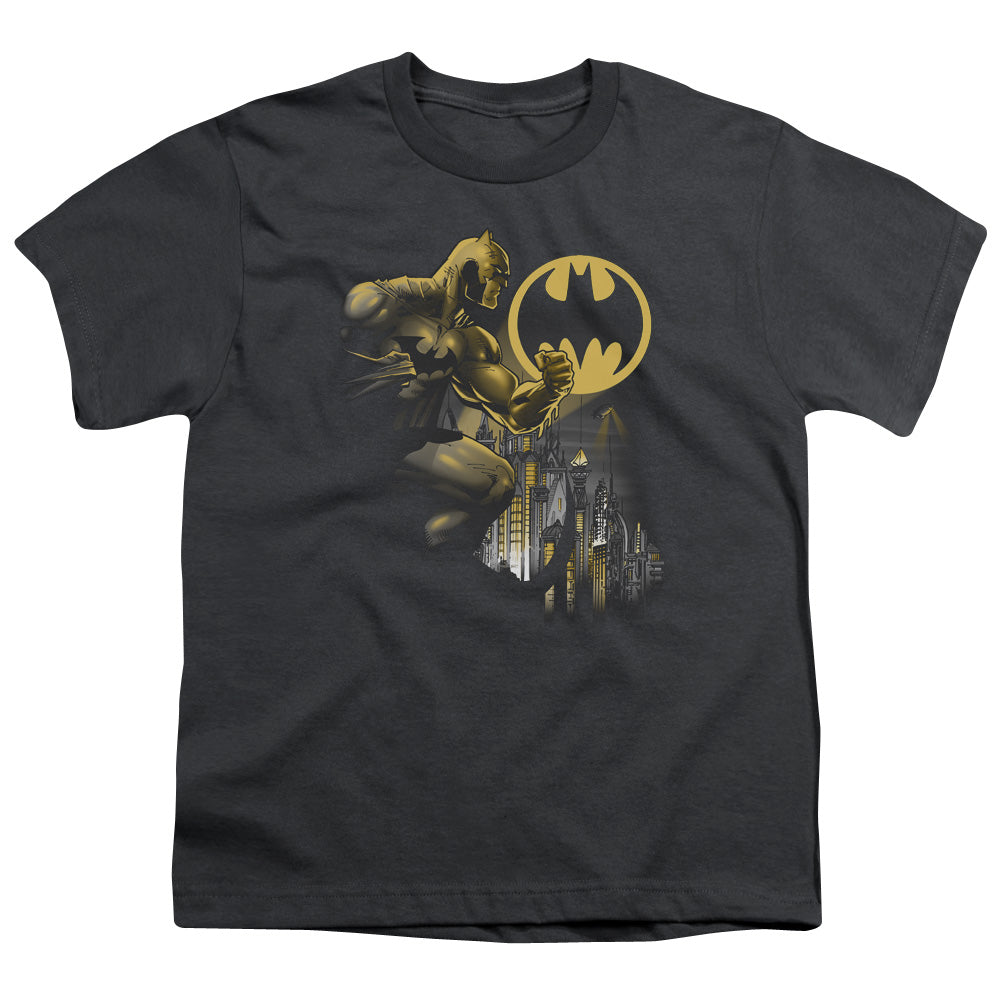 Batman Bat Signal Kids Youth T Shirt Charcoal
