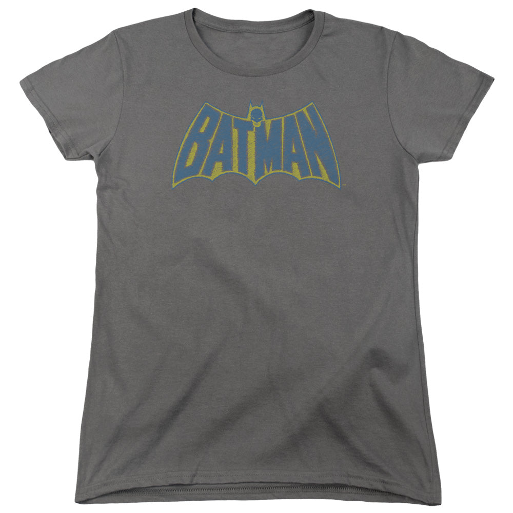 Batman Sketch Logo Womens T Shirt Charcoal