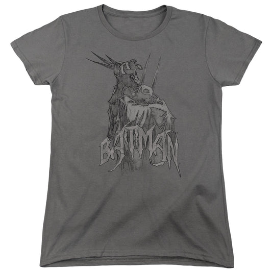 Batman Scary Right Hand Womens T Shirt Charcoal