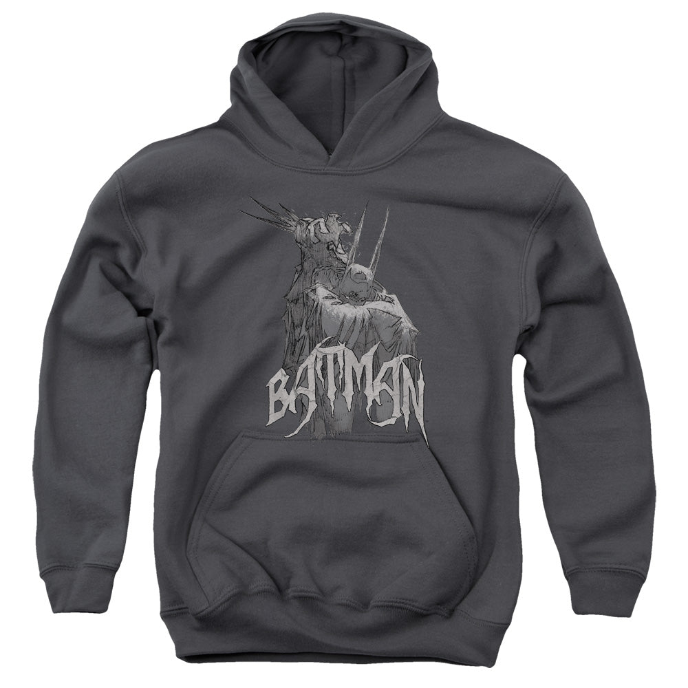 Batman Scary Right Hand Kids Youth Hoodie Charcoal