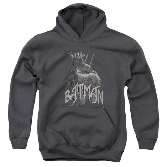 Batman Scary Right Hand Kids Youth Hoodie Charcoal