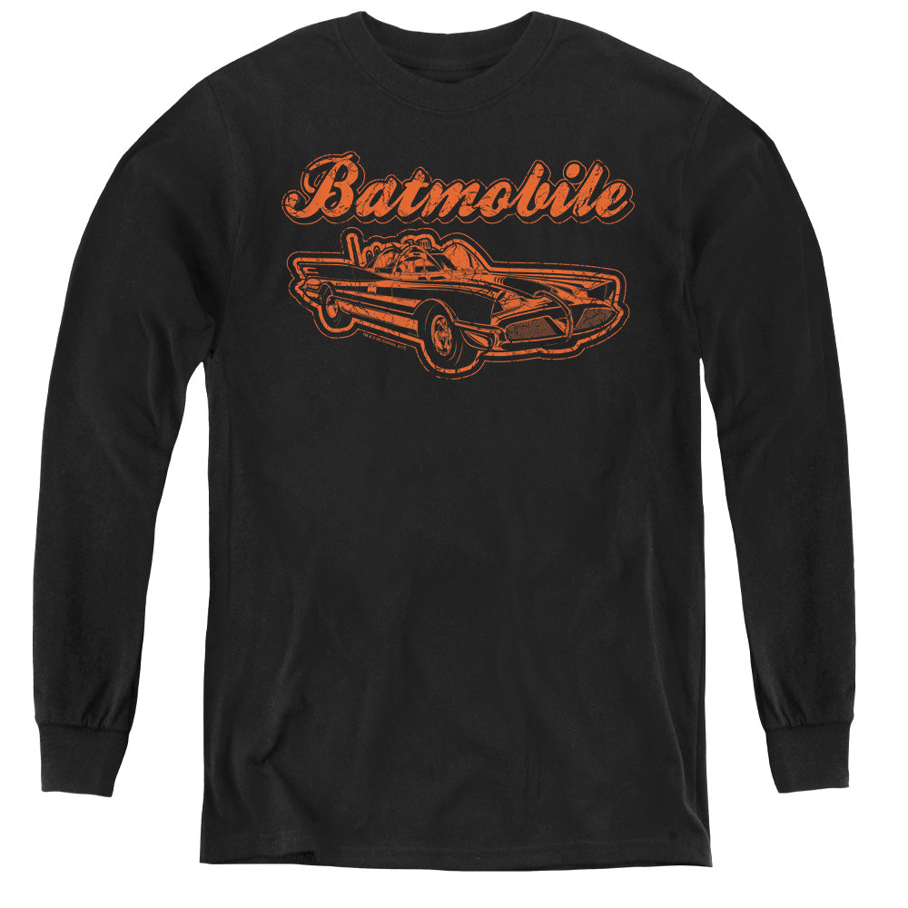 Batman Batmobile Long Sleeve Kids Youth T Shirt Black