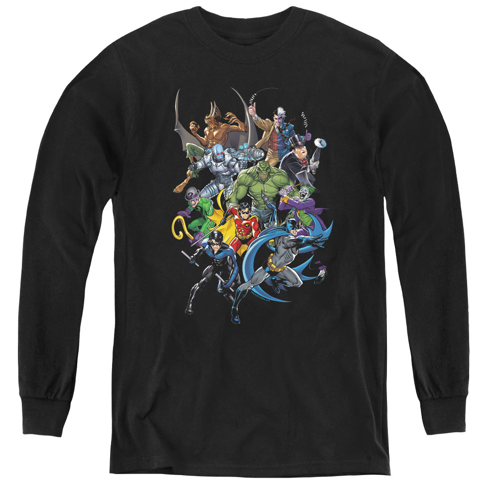 Batman Saints And Psychos Long Sleeve Kids Youth T Shirt Black