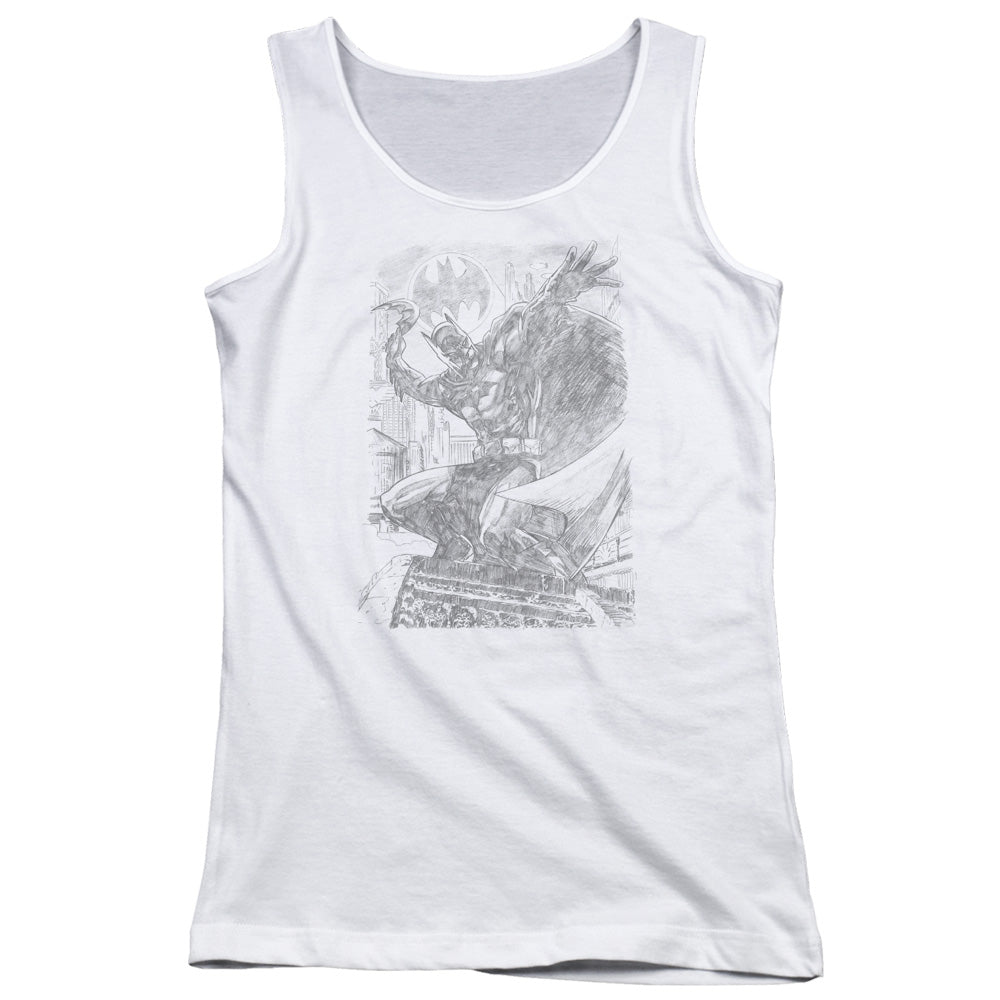 Batman Pencil Batarang Throw Womens Tank Top Shirt White