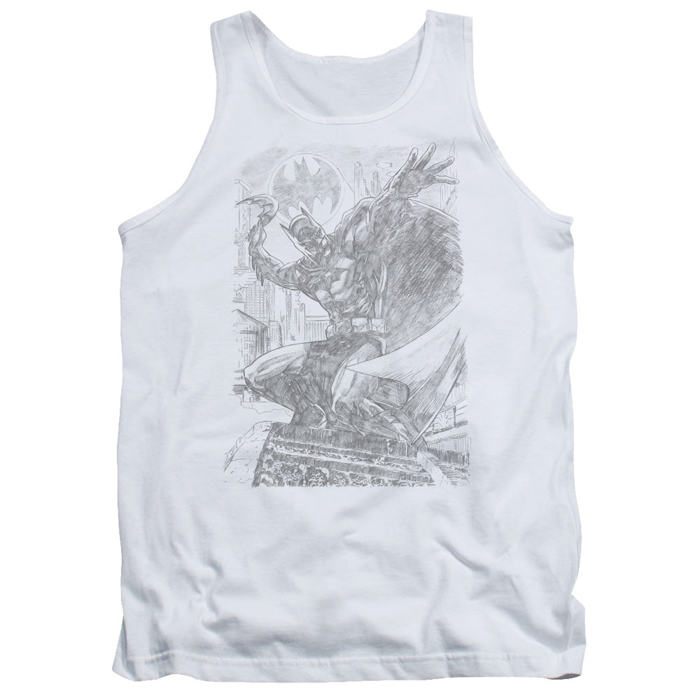 Batman Pencil Batarang Throw Mens Tank Top Shirt White