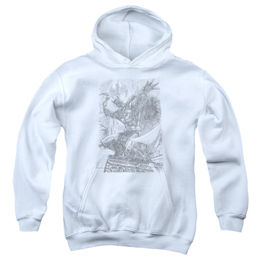 Batman Pencil Batarang Throw Kids Youth Hoodie White