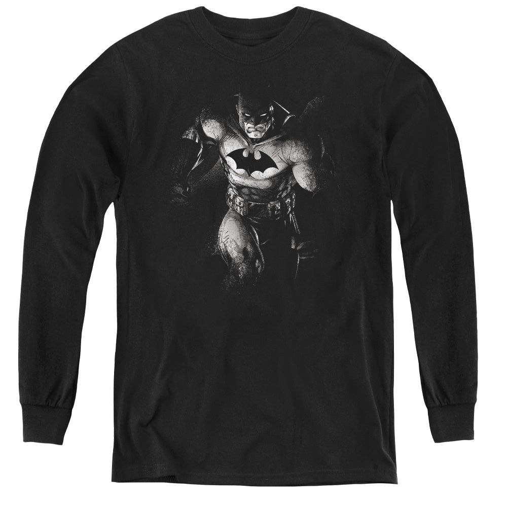 Batman Materialized Long Sleeve Kids Youth T Shirt Black