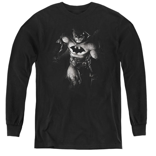 Batman Materialized Long Sleeve Kids Youth T Shirt Black