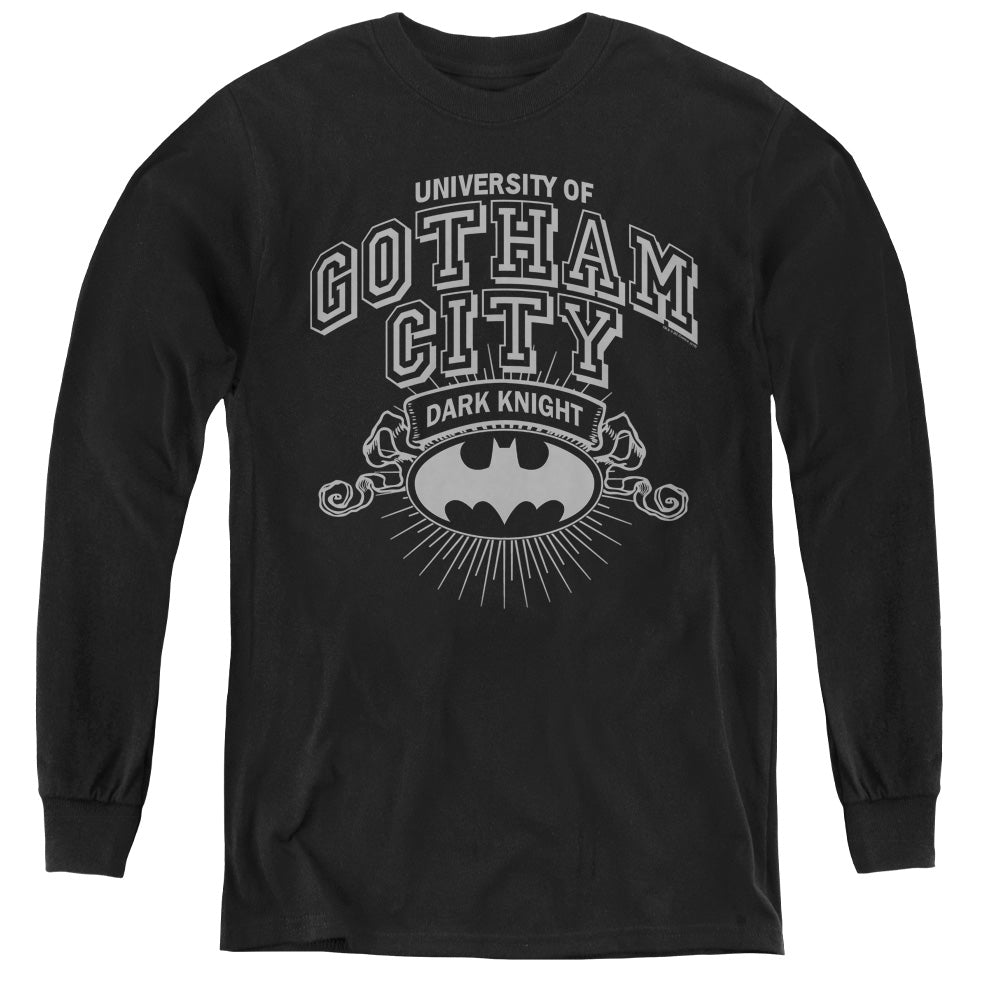 Batman University Of Gotham Long Sleeve Kids Youth T Shirt Black