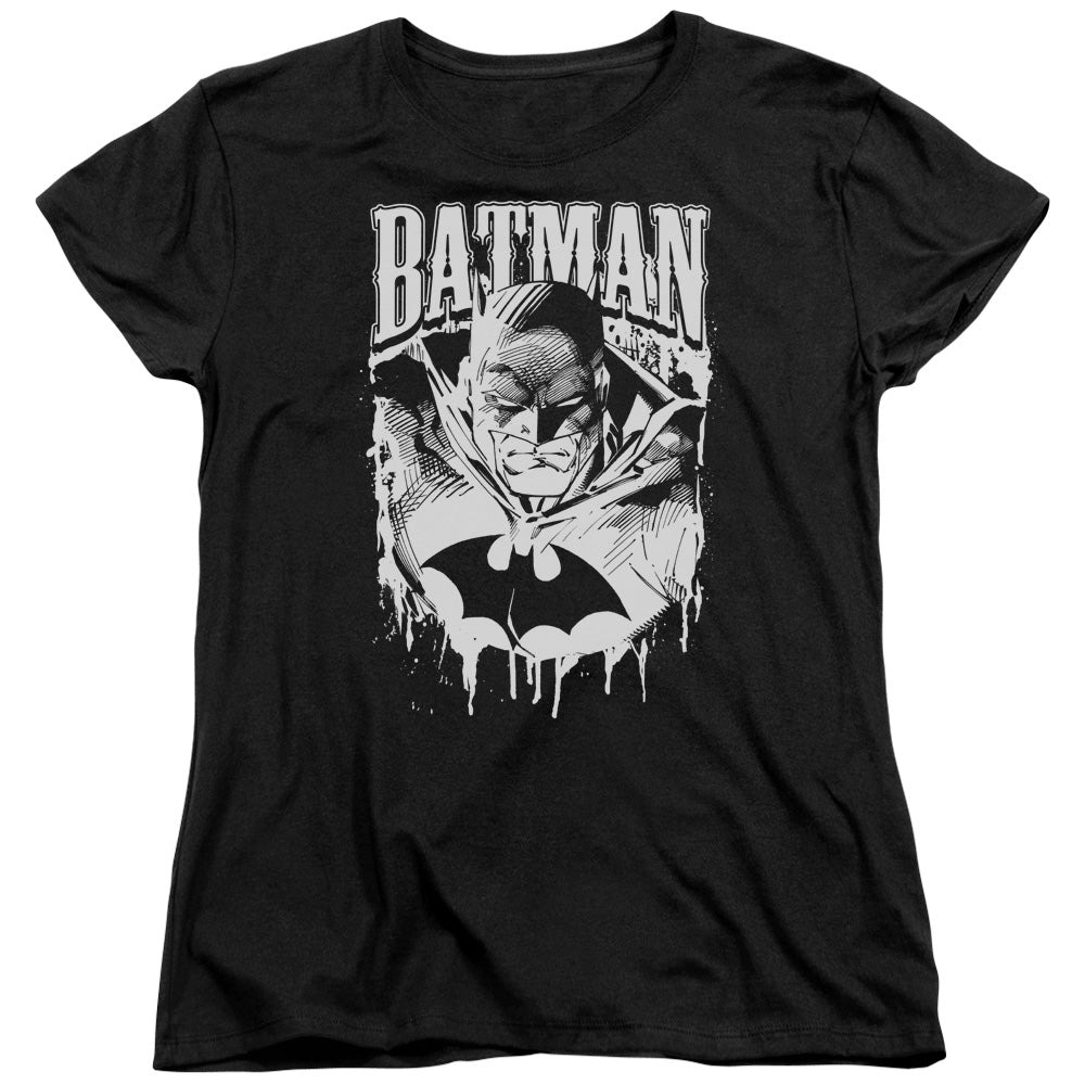 Batman Bat Metal Womens T Shirt Black