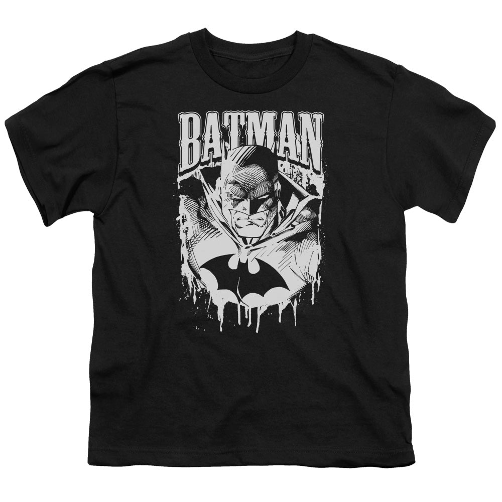 Batman Bat Metal Kids Youth T Shirt Black