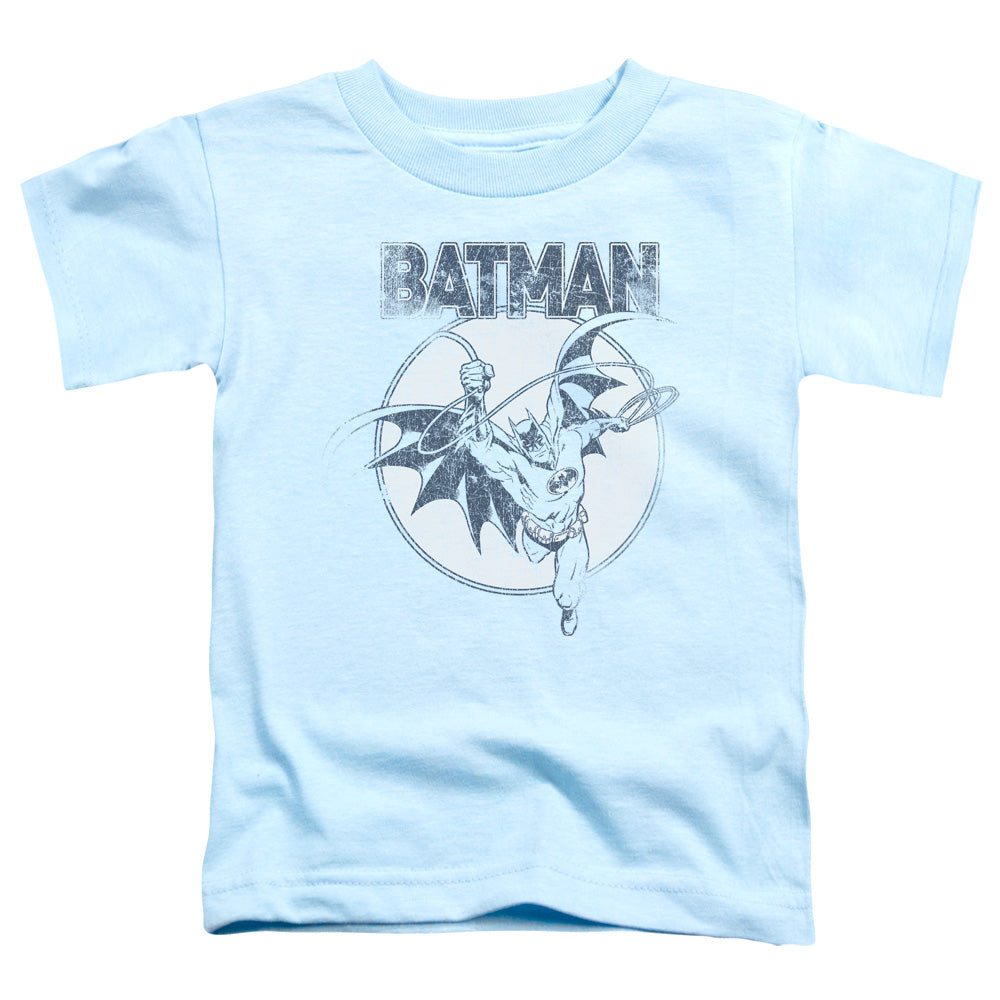 Batman Swinging Bat Toddler Kids Youth T Shirt Light Blue