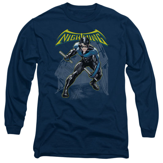 Batman Nightwing Mens Long Sleeve Shirt Navy Blue