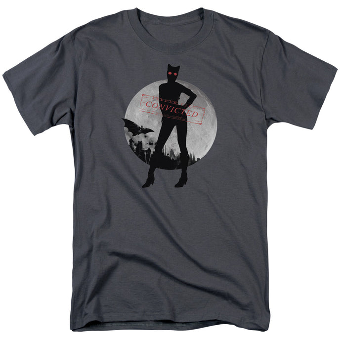Batman Arkham City Catwoman Convicted Mens T Shirt Charcoal