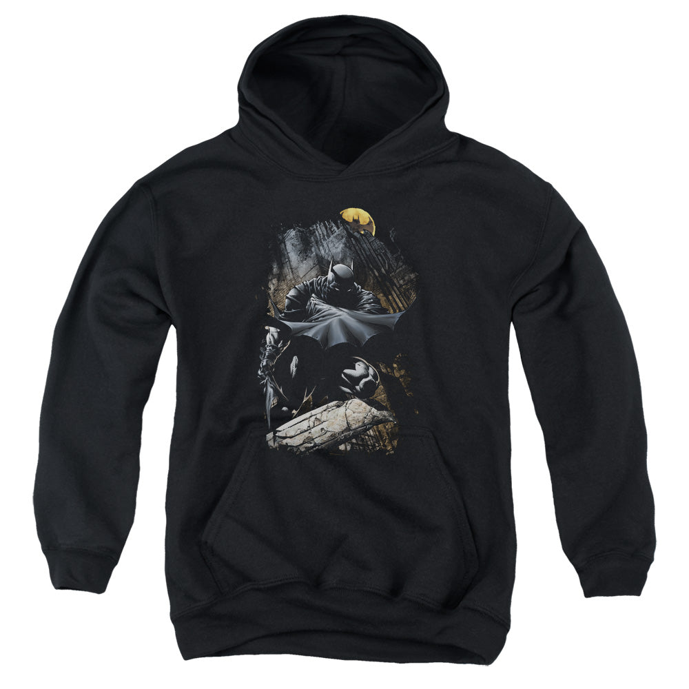 Batman Sweeping Cape Kids Youth Hoodie Black