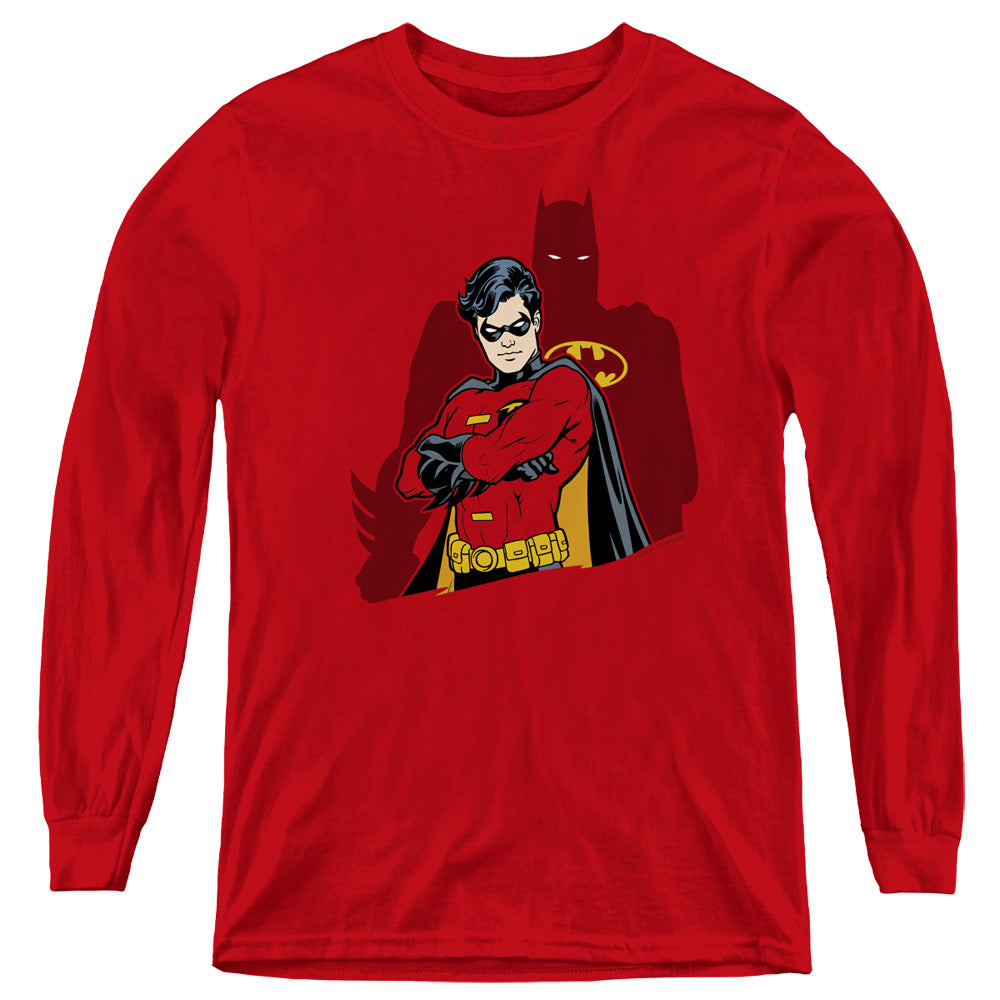 Batman Wingman Long Sleeve Kids Youth T Shirt Red