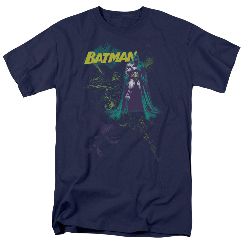 Batman Bat Spray Mens T Shirt Navy Blue