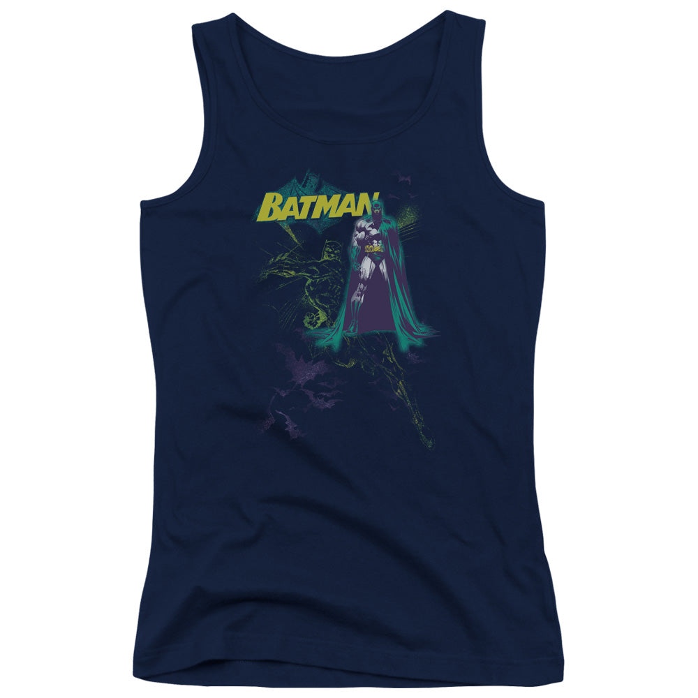 Batman Bat Spray Womens Tank Top Shirt Navy Blue