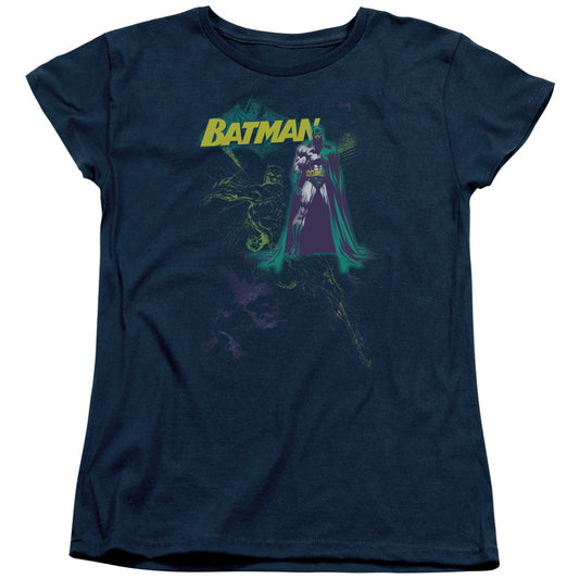 Batman Bat Spray Womens T Shirt Navy Blue