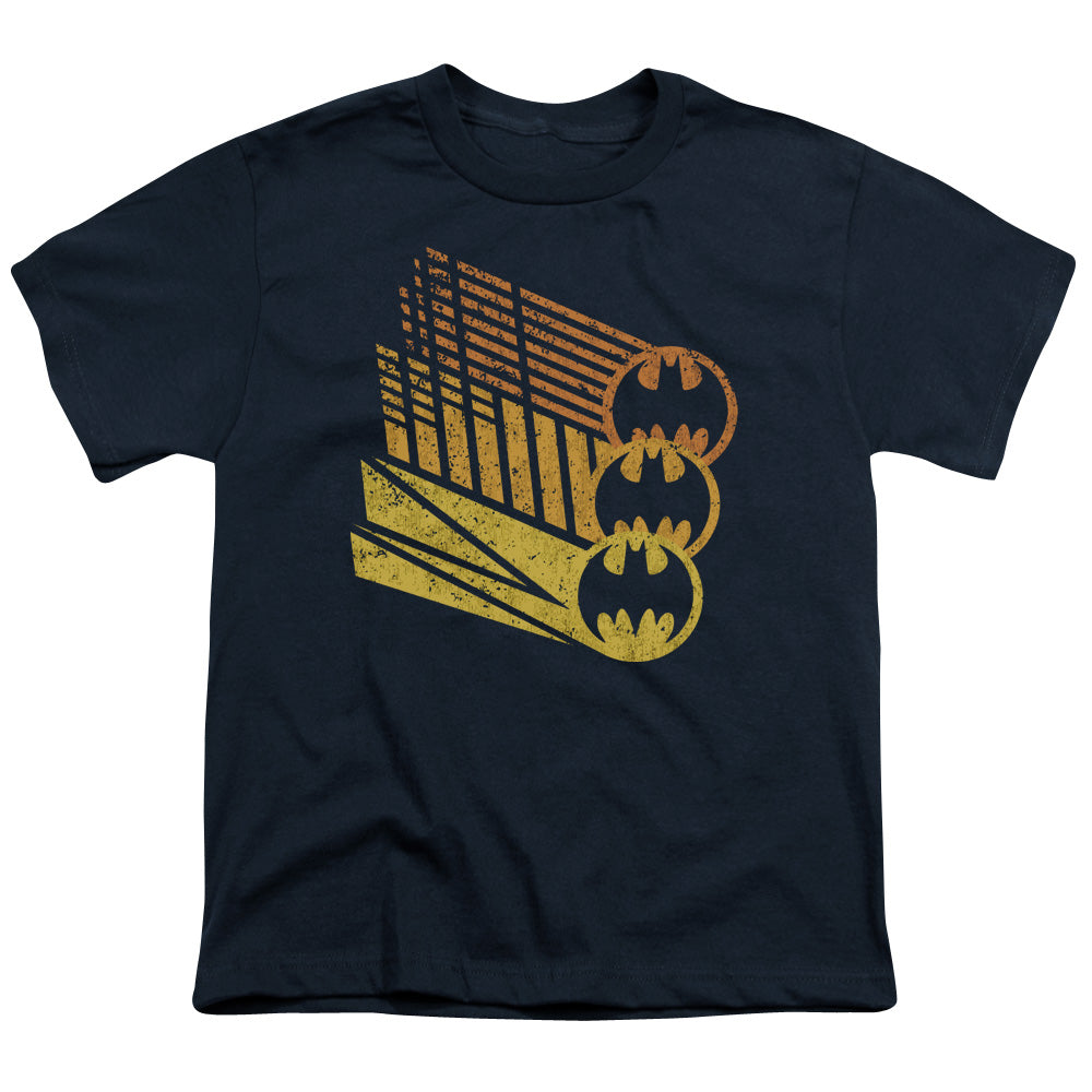 Batman Bat Signal Shapes Kids Youth T Shirt Navy Blue