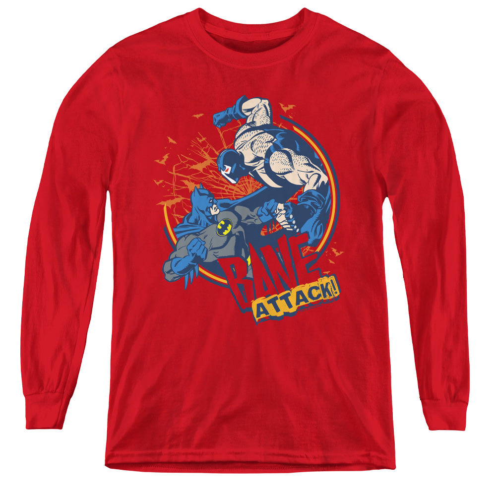 Batman Bane Atack! Long Sleeve Kids Youth T Shirt Red